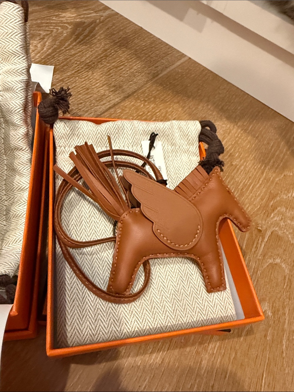 Hermes Rodeo/Pegasus Leather Horse Charm - Gold